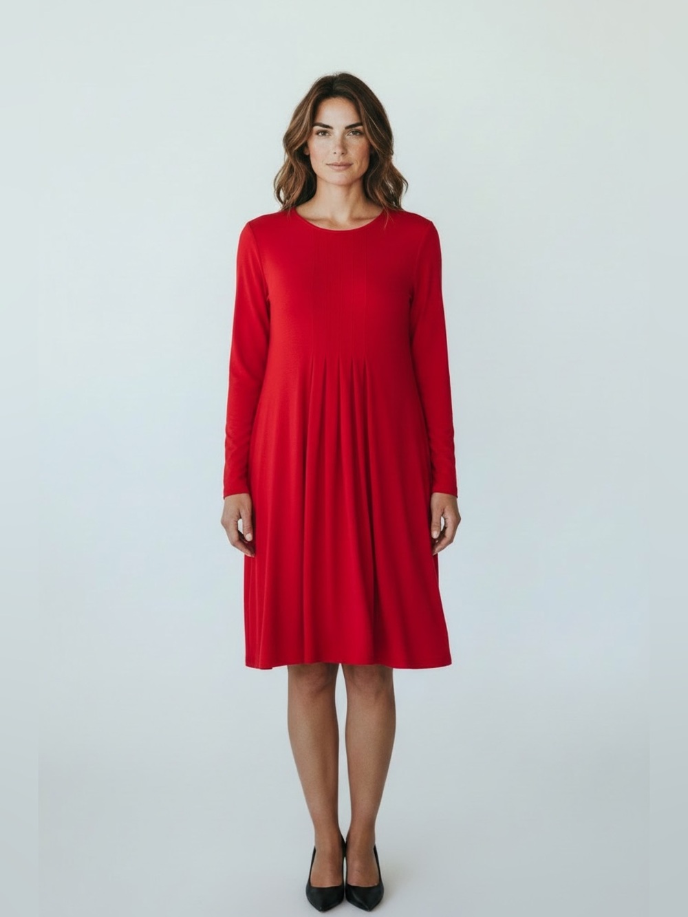 J. Jill Wearever Collection True Red Long Sleeve Dress, size medium